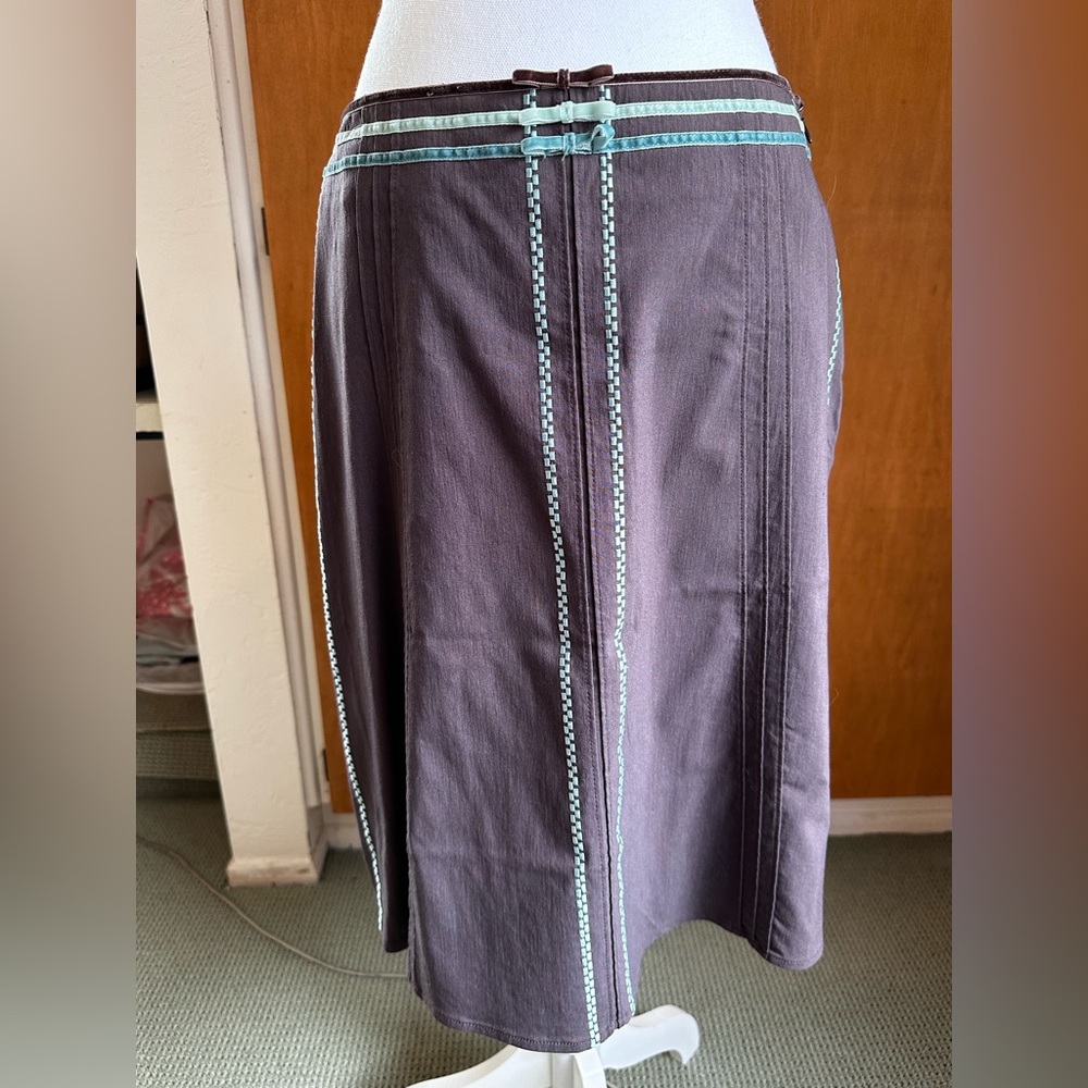 VINTAGE Anthropologie Elevenses Skirt w/ Velvet Details